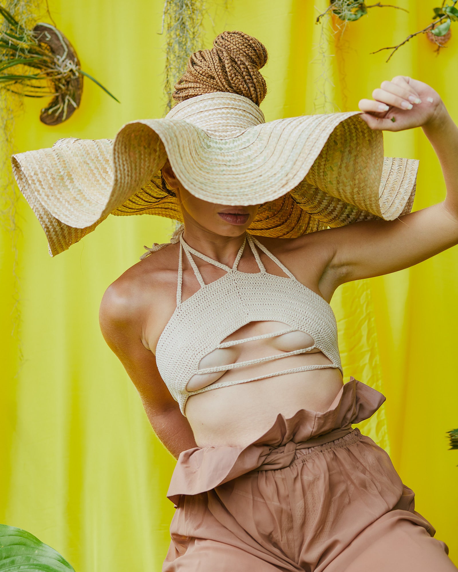 Topless Swirl - handmade straw beach hats